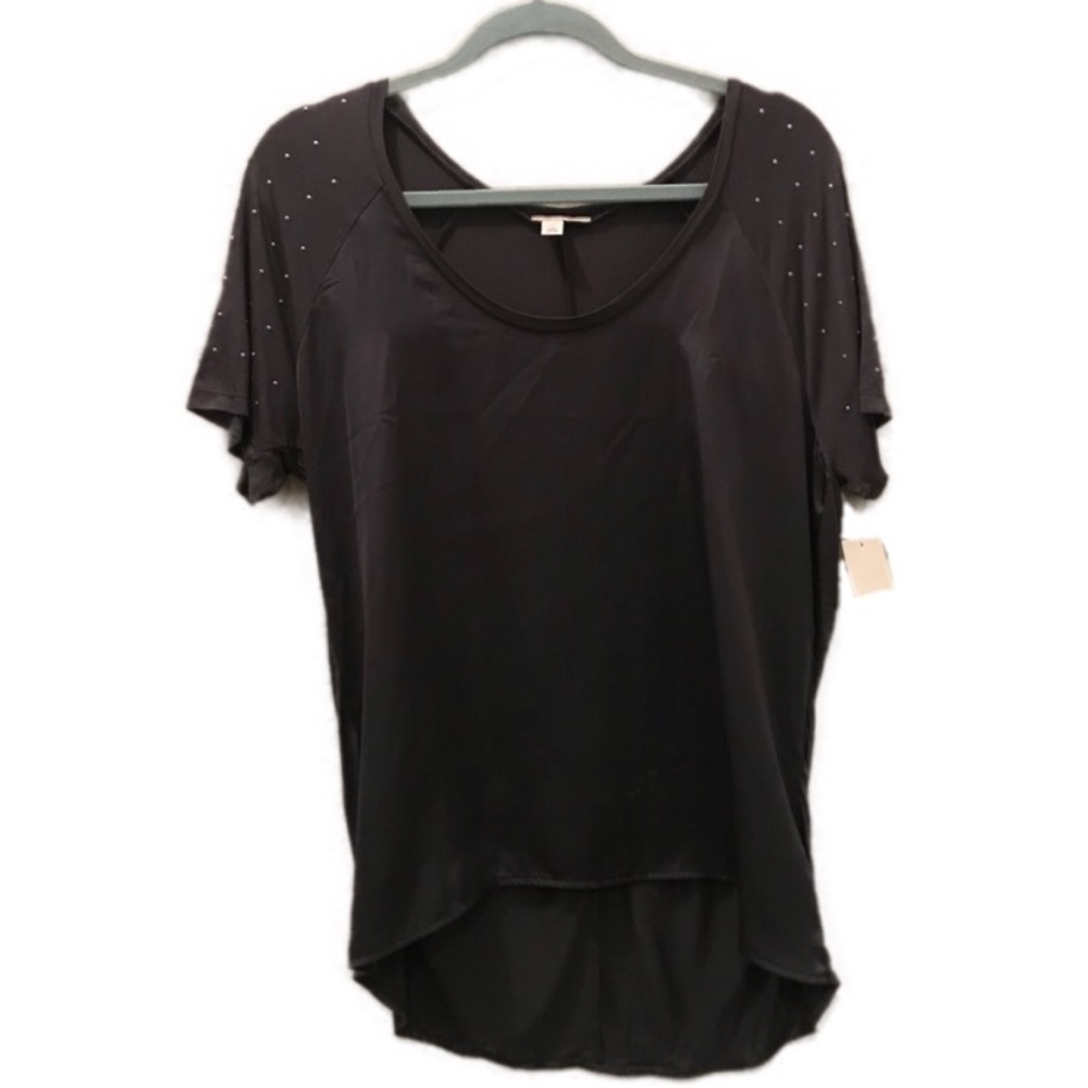 Gray Tee with Silver Studded Sleeves